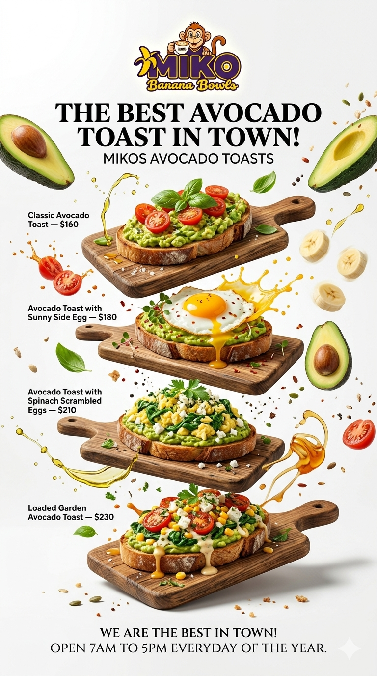 MIKO AVOCADO TOAST MENU 2026